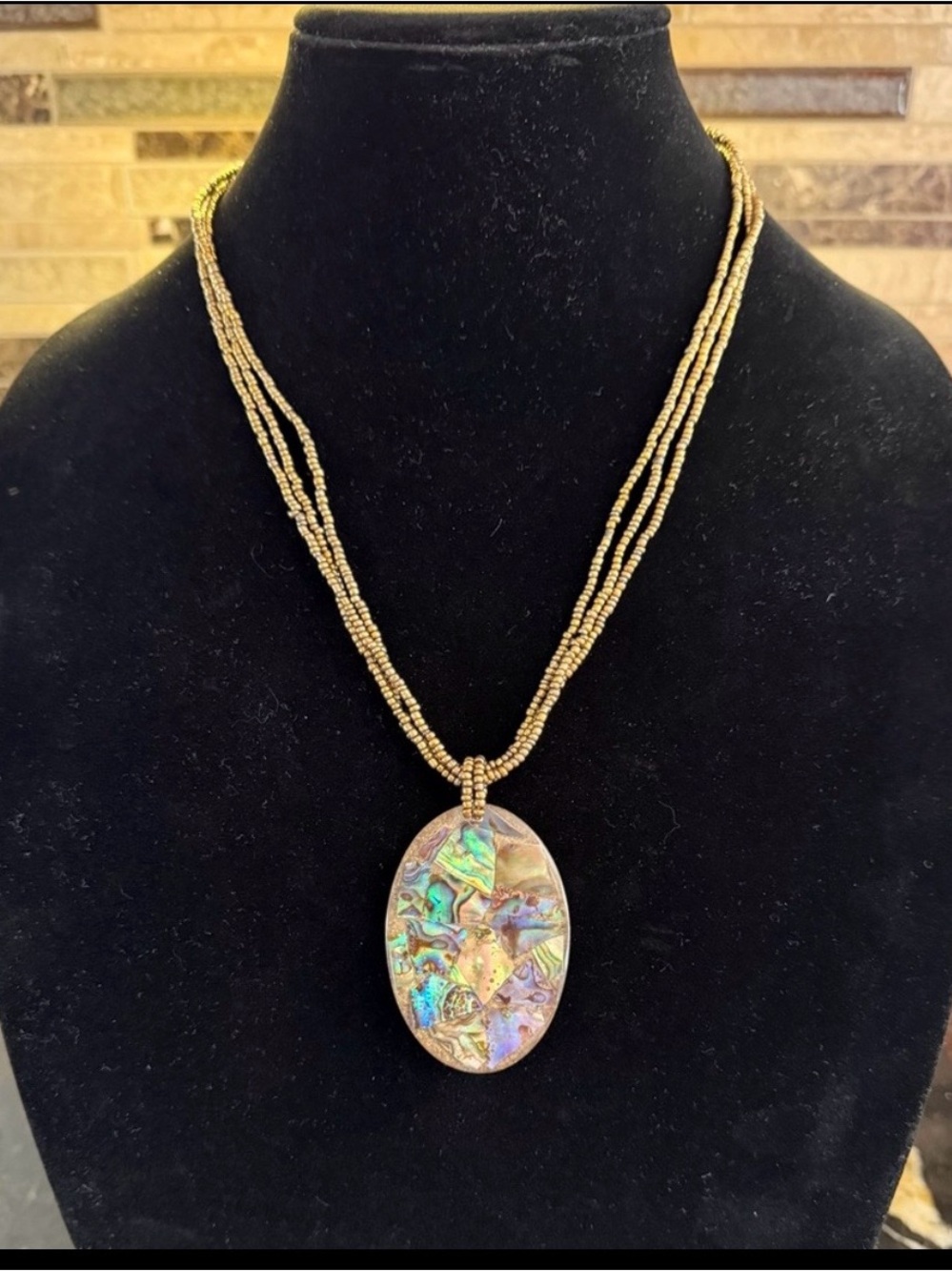 Abalone Gold Beaded Necklace